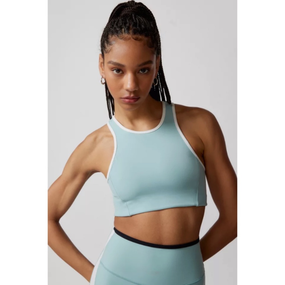 Splits59 Women's Rigor Bra in Teal/White, Size Small